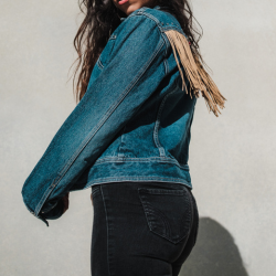 Women Blue Denim Jac..